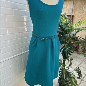 Simply Emma Turquoise Belted Midi Dress